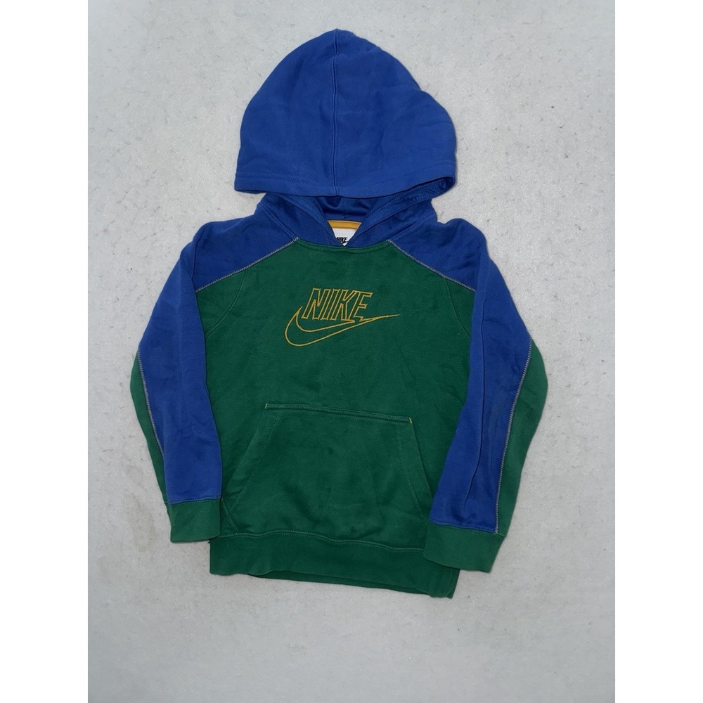 Nike Pullover Hoodie Youth Boys XS Green Blue Sweatshirt DR9176 Colorblock